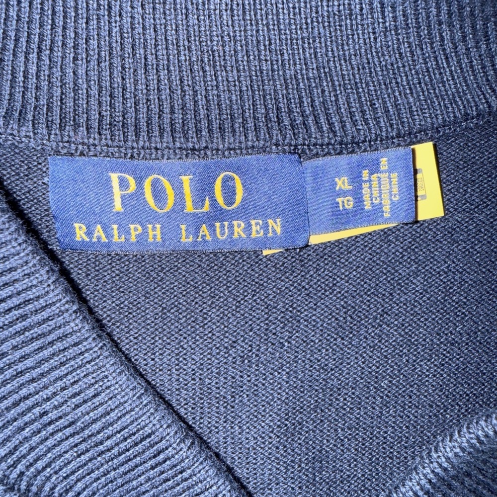 Polo Ralph Lauren Blue Hybrid Knit Nylon Full Zip Sweater Bomber Jacket XL - Picture 6 of 12
